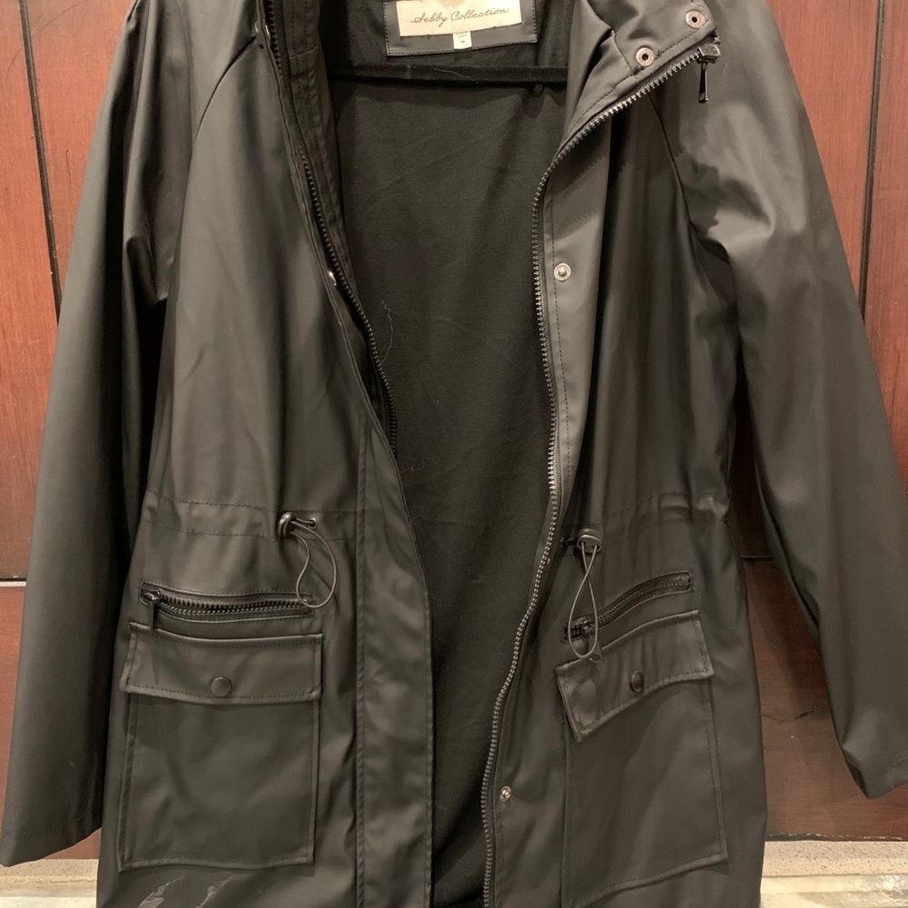 Matte black raincoat